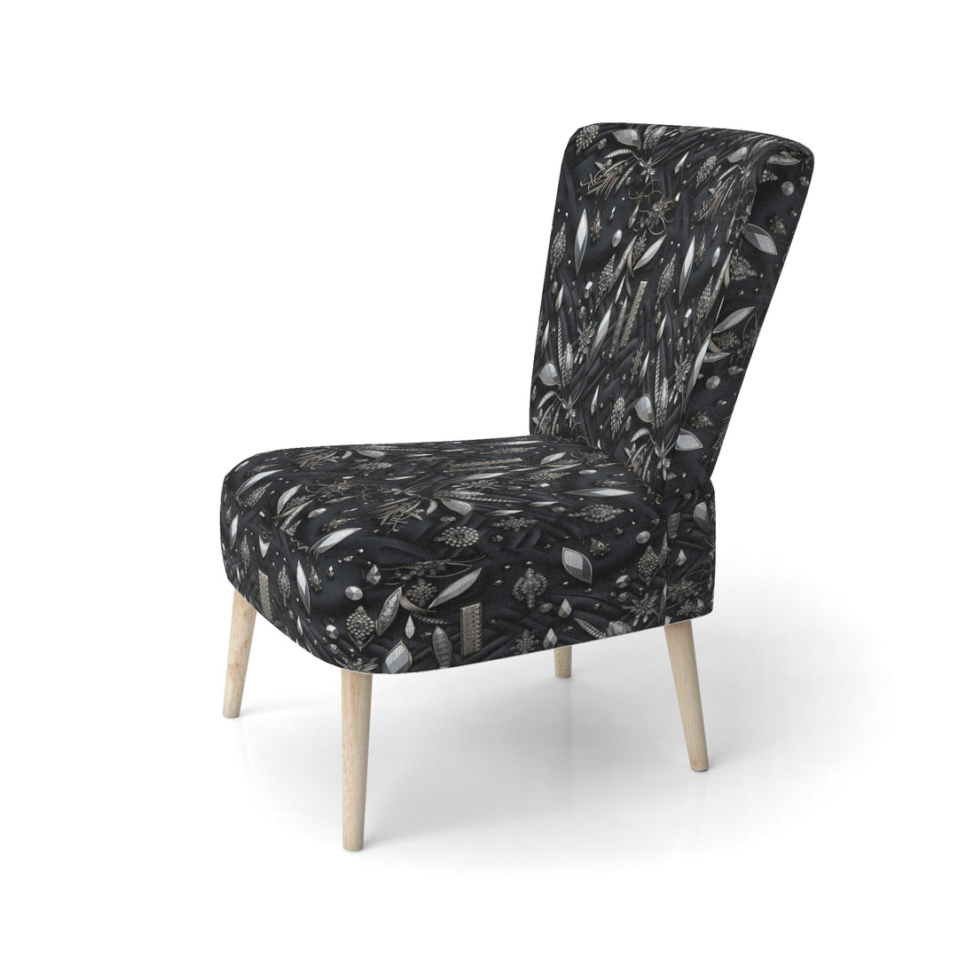 Hollywood Glamour Diamond In Black And White - Glam Accent Side Chair