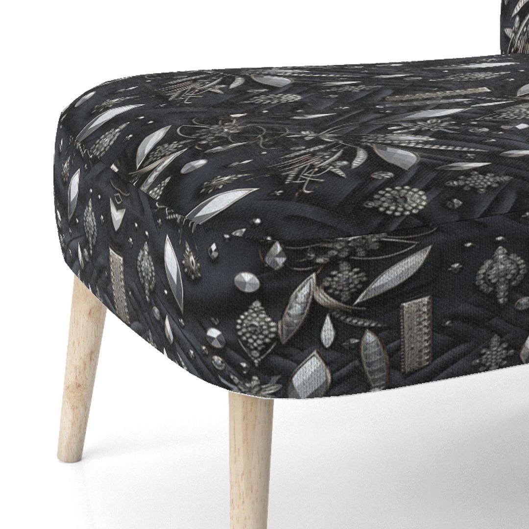 Hollywood Glamour Diamond In Black And White - Glam Accent Side Chair