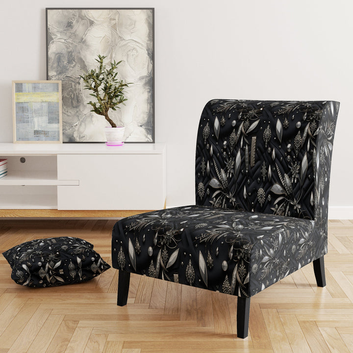 Hollywood Glamour Diamond In Black And White - Glam Accent Side Chair
