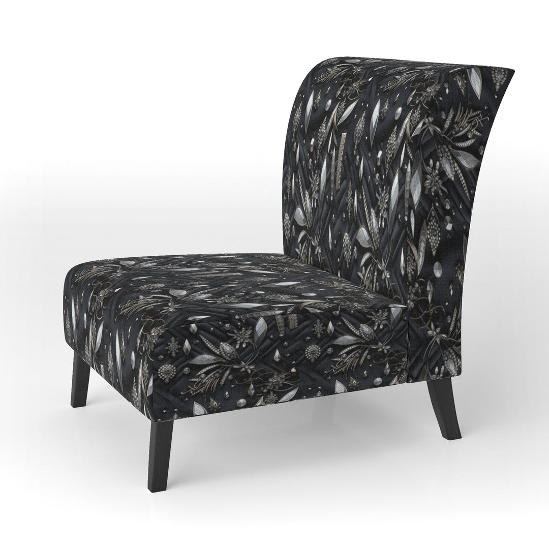 Hollywood Glamour Diamond In Black And White - Glam Accent Side Chair