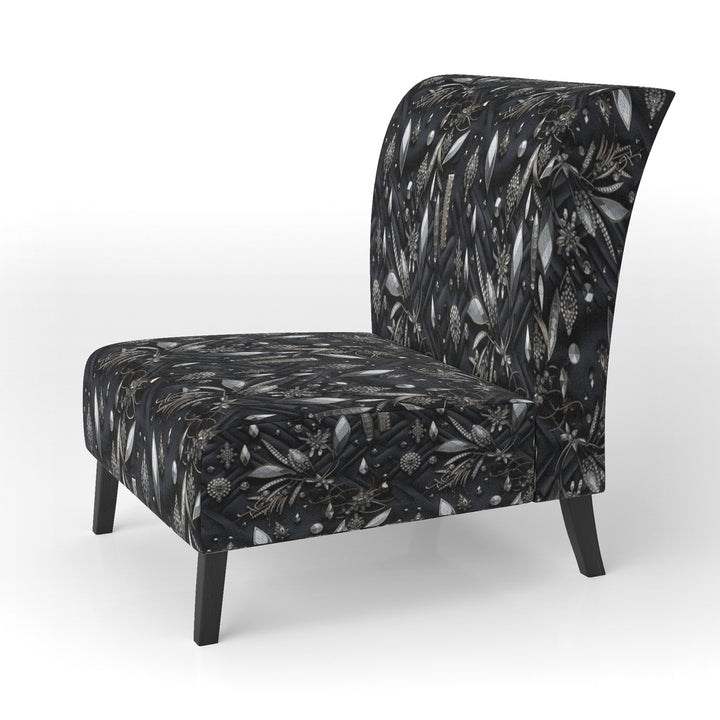 Hollywood Glamour Diamond In Black And White - Glam Accent Side Chair