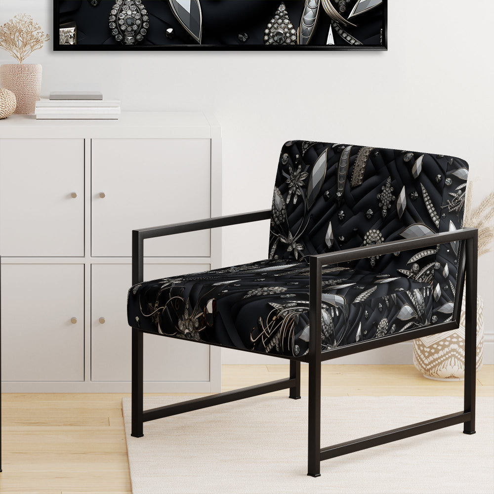 Hollywood Glamour Diamond In Black And White - Glam Accent Side Chair