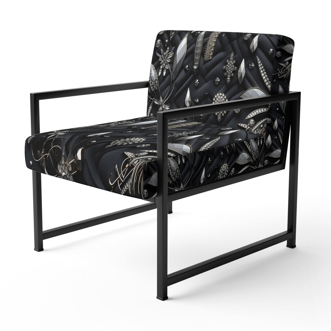 Hollywood Glamour Diamond In Black And White - Glam Accent Side Chair