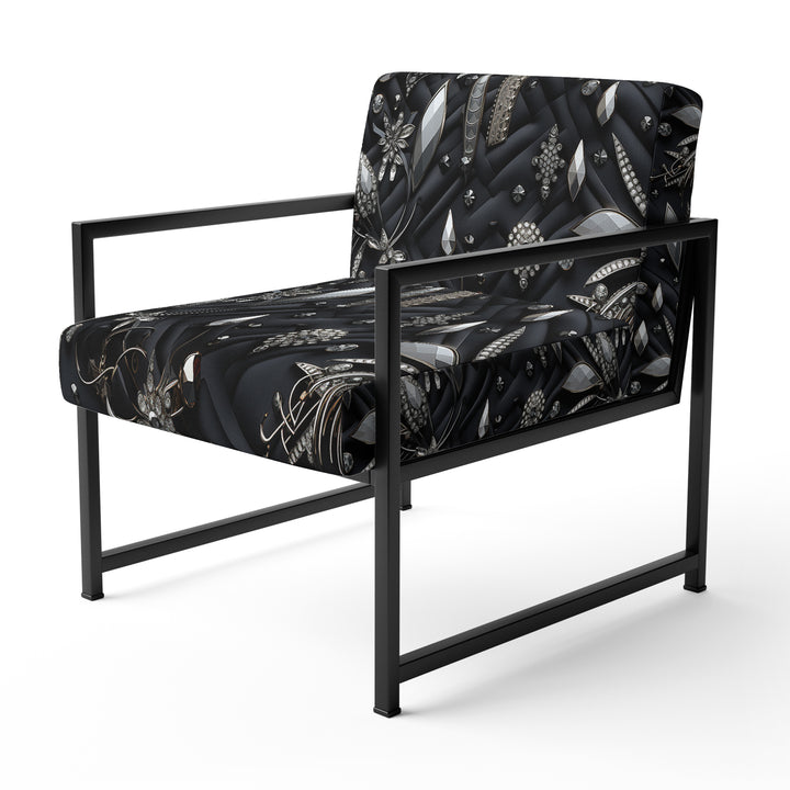 Hollywood Glamour Diamond In Black And White - Glam Accent Side Chair