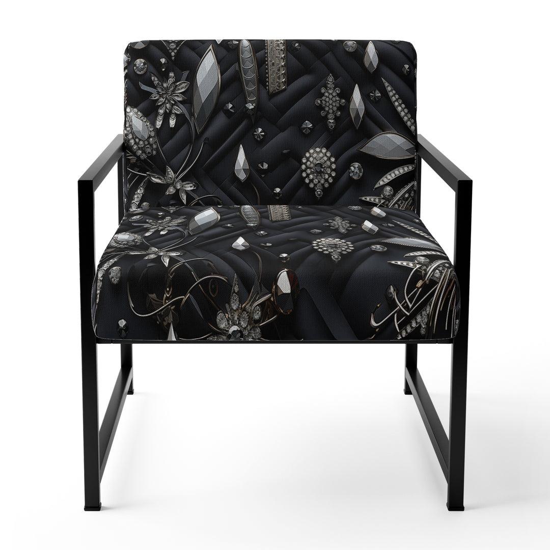 Hollywood Glamour Diamond In Black And White - Glam Accent Side Chair