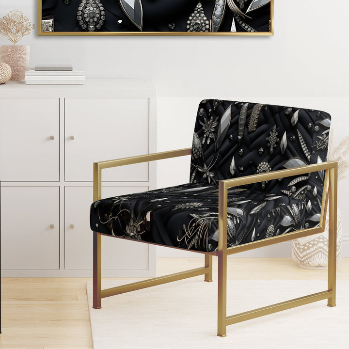 Hollywood Glamour Diamond In Black And White - Glam Accent Side Chair