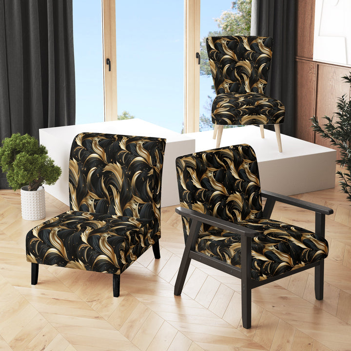 Midnight Charm Gold And Black - Glam Accent Slipper Chair