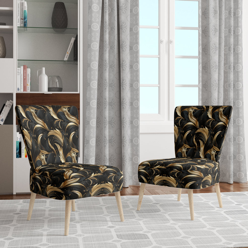 Midnight Charm Gold And Black - Glam Accent Slipper Chair