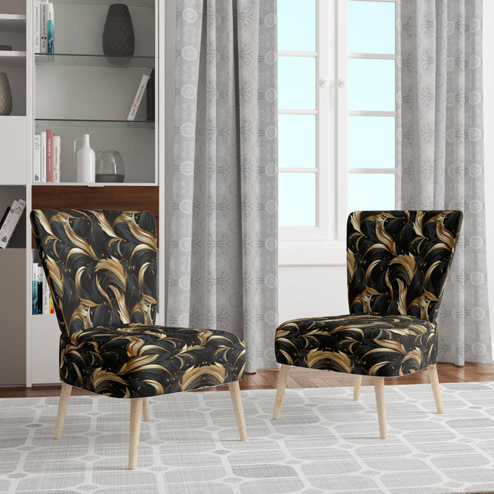 Midnight Charm Gold And Black - Glam Accent Slipper Chair