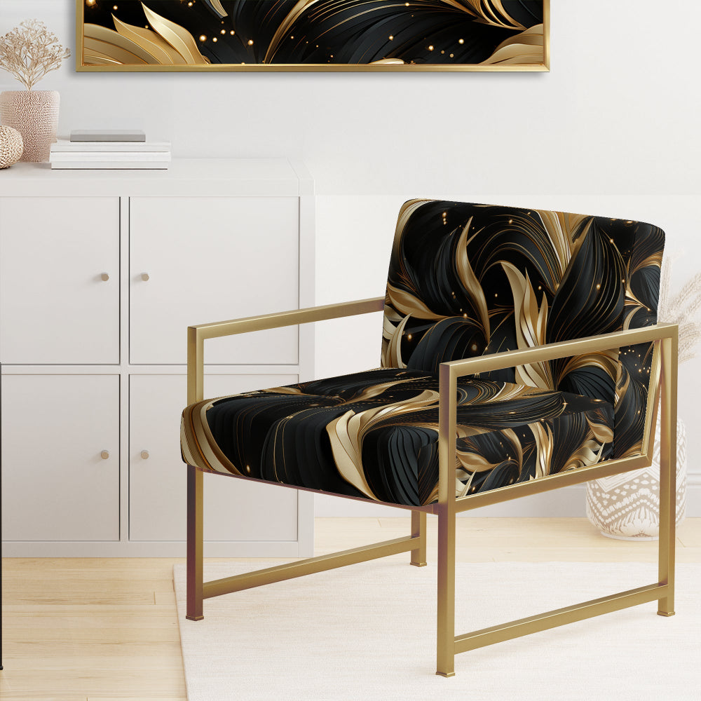 Midnight Charm Gold And Black - Glam Accent Slipper Chair