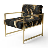Midnight Charm Gold And Black - Glam Accent Slipper Chair