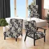 Deep Black Silver Flowers Elegance - Upholstered Glam Accent Chairs