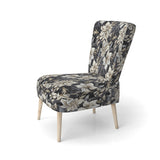 Deep Black Silver Flowers Elegance - Upholstered Glam Accent Chairs
