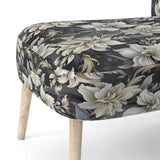 Deep Black Silver Flowers Elegance - Upholstered Glam Accent Chairs