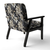 Deep Black Silver Flowers Elegance - Upholstered Glam Accent Chairs