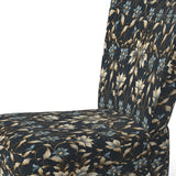 Blue And Golden Luxury Flower Pattern - Glam Accent Side Chair