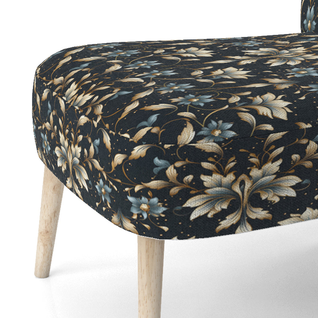 Blue And Golden Luxury Flower Pattern - Glam Accent Side Chair