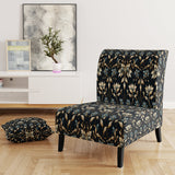 Blue And Golden Luxury Flower Pattern - Glam Accent Side Chair