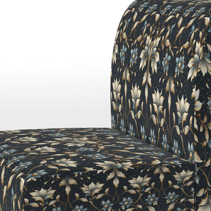 Blue And Golden Luxury Flower Pattern - Glam Accent Side Chair