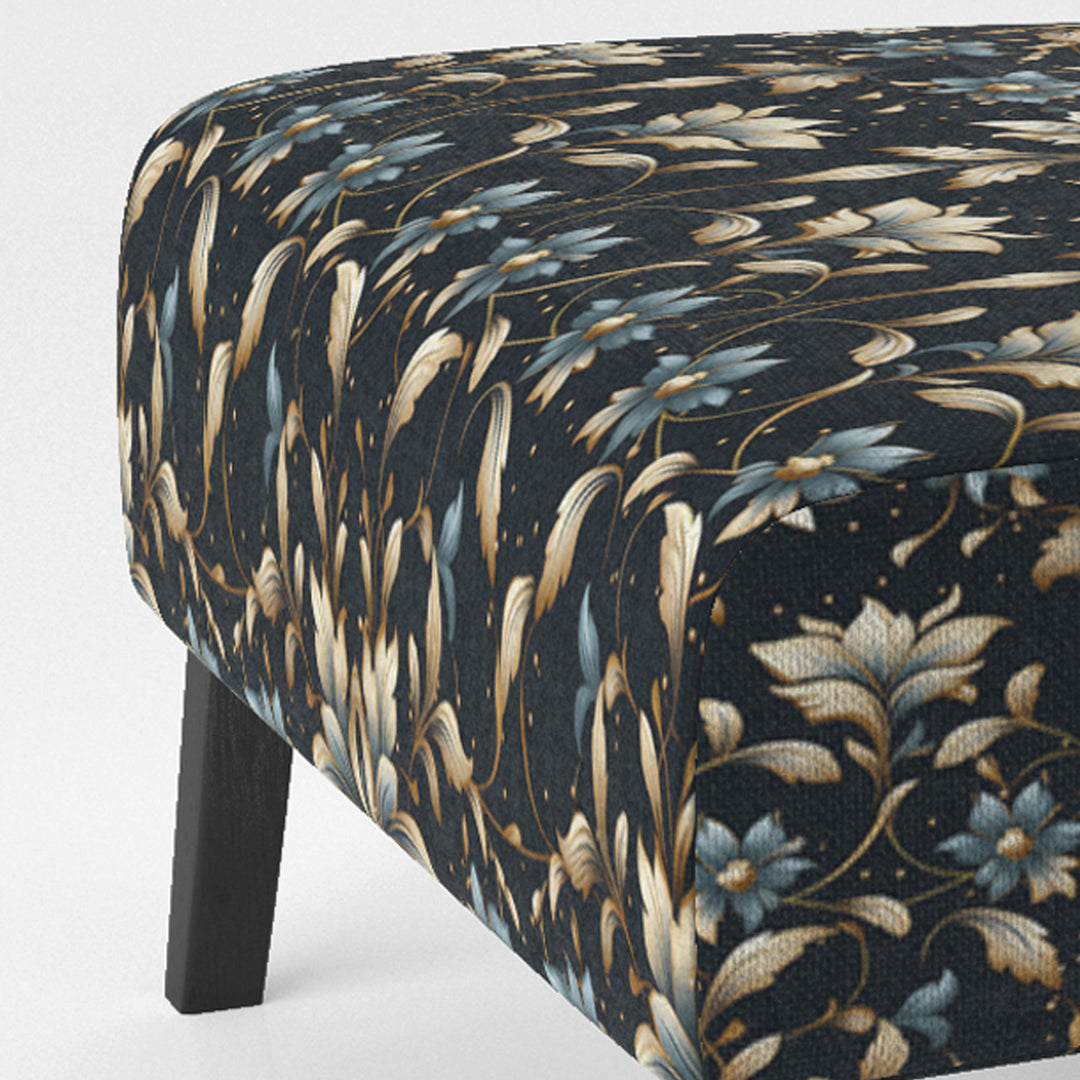 Blue And Golden Luxury Flower Pattern - Glam Accent Side Chair