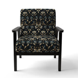 Blue And Golden Luxury Flower Pattern - Glam Accent Side Chair