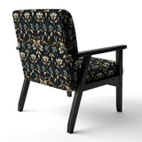 Blue And Golden Luxury Flower Pattern - Glam Accent Side Chair