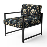 Blue And Golden Luxury Flower Pattern - Glam Accent Side Chair