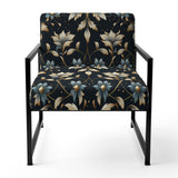 Blue And Golden Luxury Flower Pattern - Glam Accent Side Chair