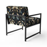 Blue And Golden Luxury Flower Pattern - Glam Accent Side Chair