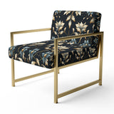 Blue And Golden Luxury Flower Pattern - Glam Accent Side Chair