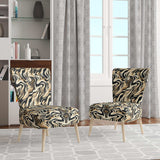 Mocha Zebra Stripes Striped Pattern- Upholstered Accent Chair