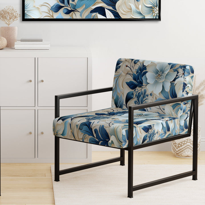 Coastal Retreat Paisley Pattern - Upholstered Glam Accent Chairs