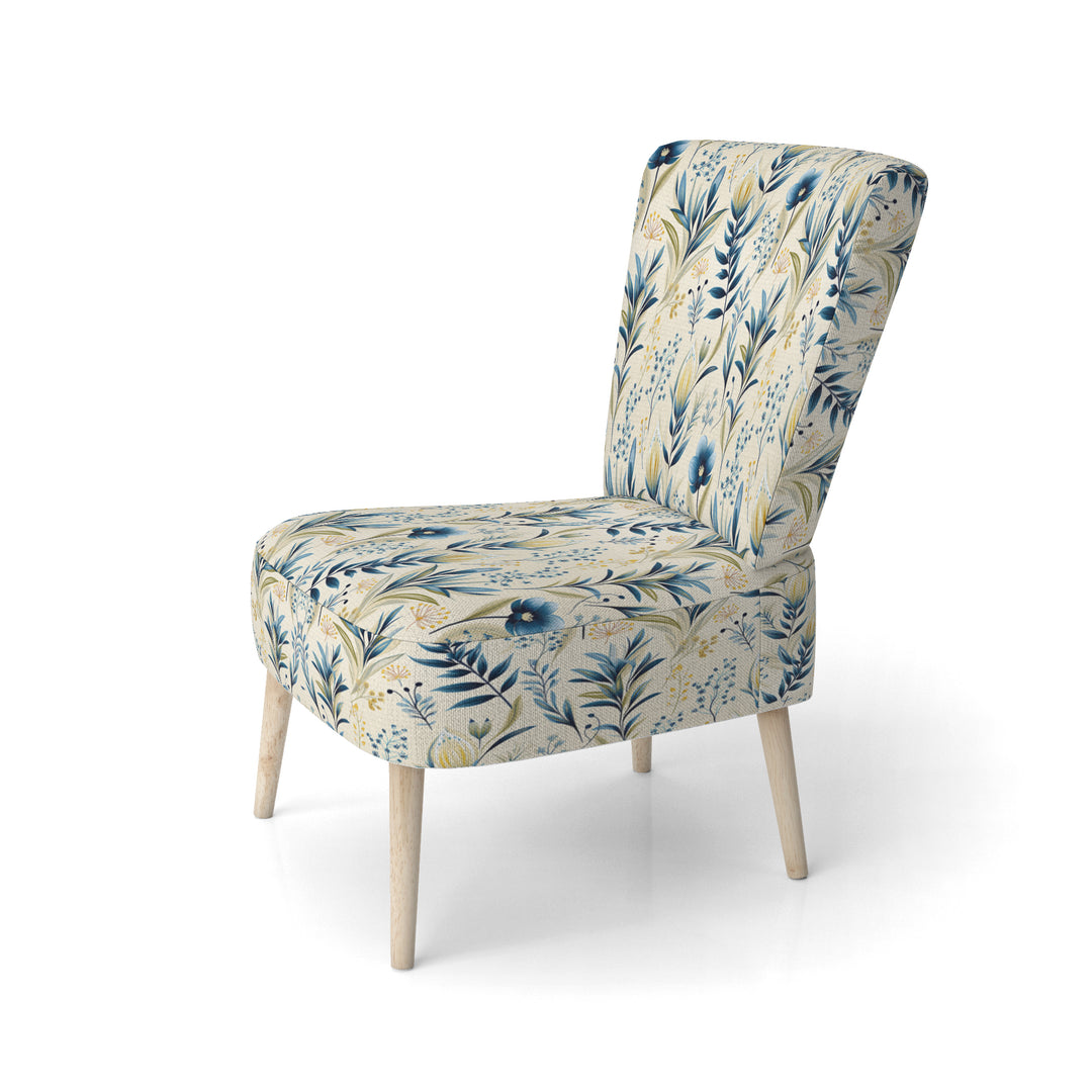 Sandy Beige Coastal Blue - Bohemian Accent Slipper Chair