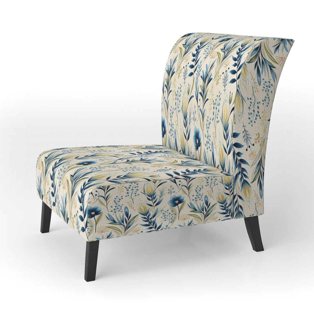 Sandy Beige Coastal Blue - Bohemian Accent Slipper Chair