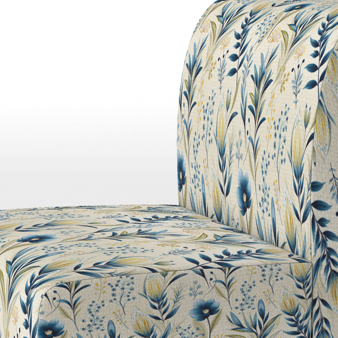 Sandy Beige Coastal Blue - Bohemian Accent Slipper Chair