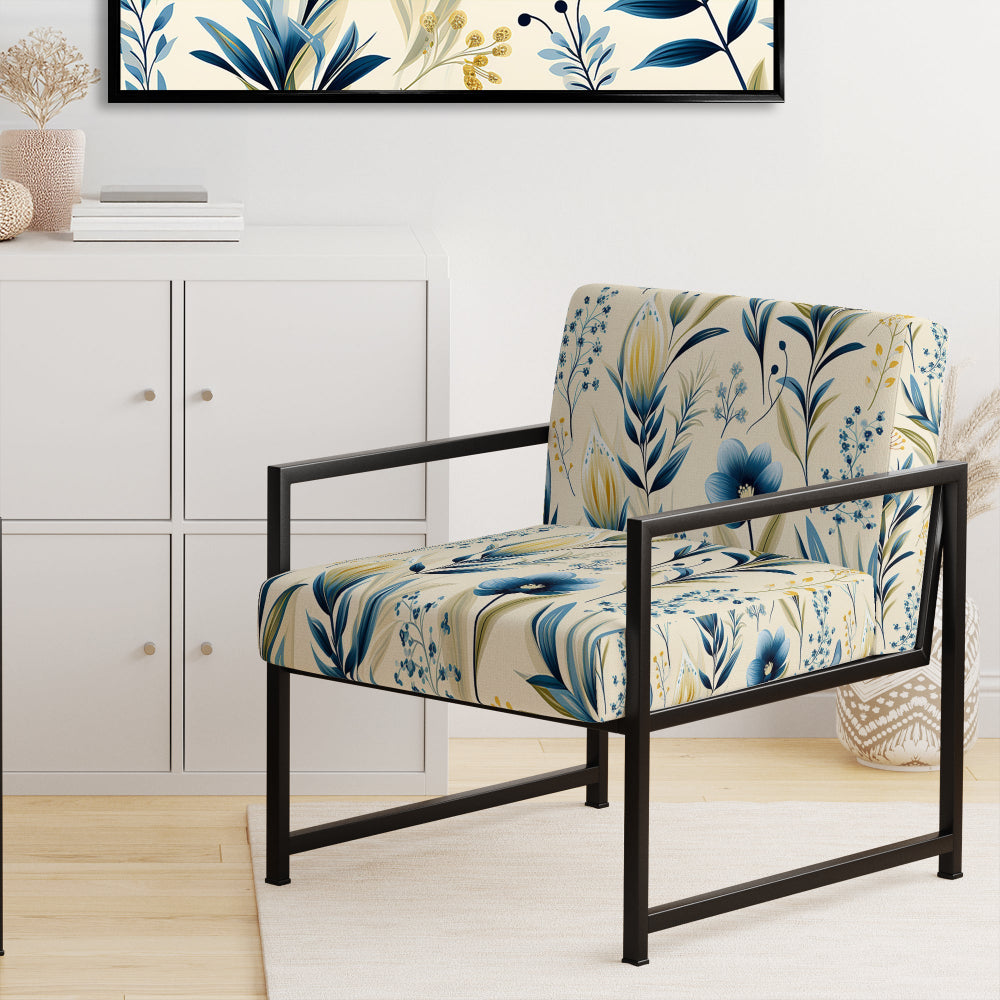 Sandy Beige Coastal Blue - Bohemian Accent Slipper Chair