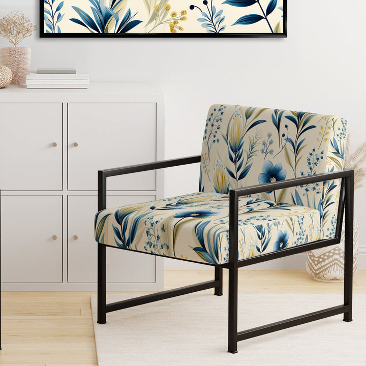 Sandy Beige Coastal Blue - Bohemian Accent Slipper Chair