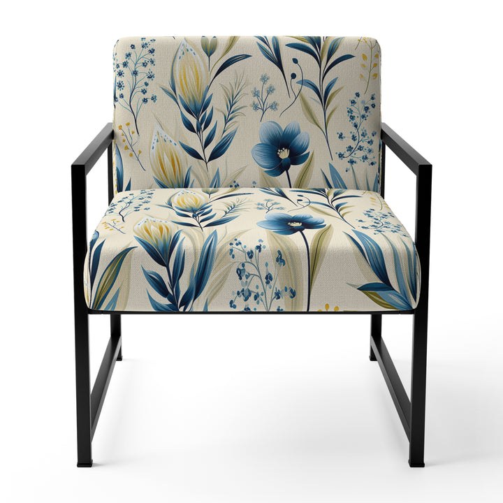 Sandy Beige Coastal Blue - Bohemian Accent Slipper Chair