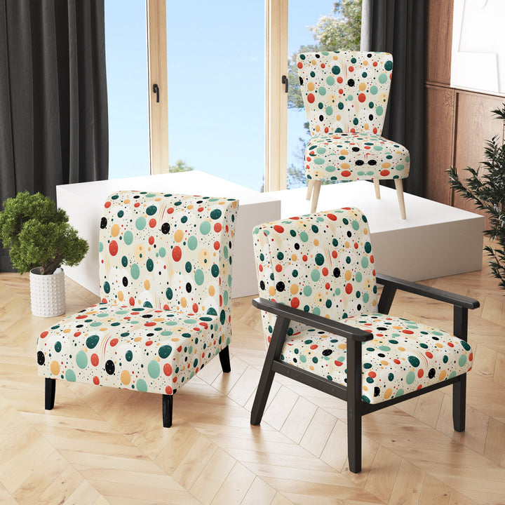Geometric Harmony Polka Dots Pattern - Upholstered Modern Accent Chairs