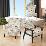 Grey And Blue Poka Dot Retro Landscape - Modern Accent Slipper Chair