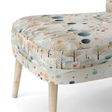 Grey And Blue Poka Dot Retro Landscape - Modern Accent Slipper Chair