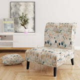 Grey And Blue Poka Dot Retro Landscape - Modern Accent Slipper Chair