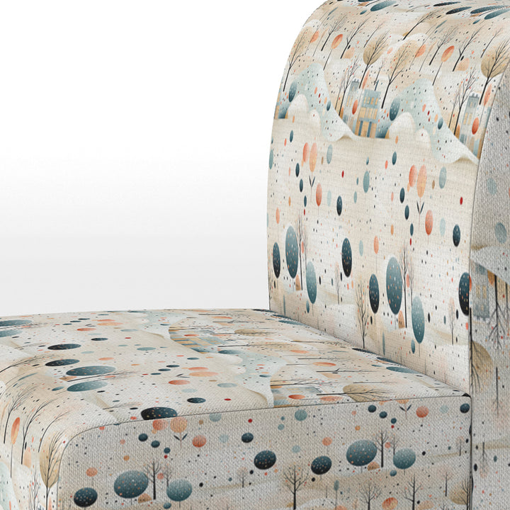 Grey And Blue Poka Dot Retro Landscape - Modern Accent Slipper Chair