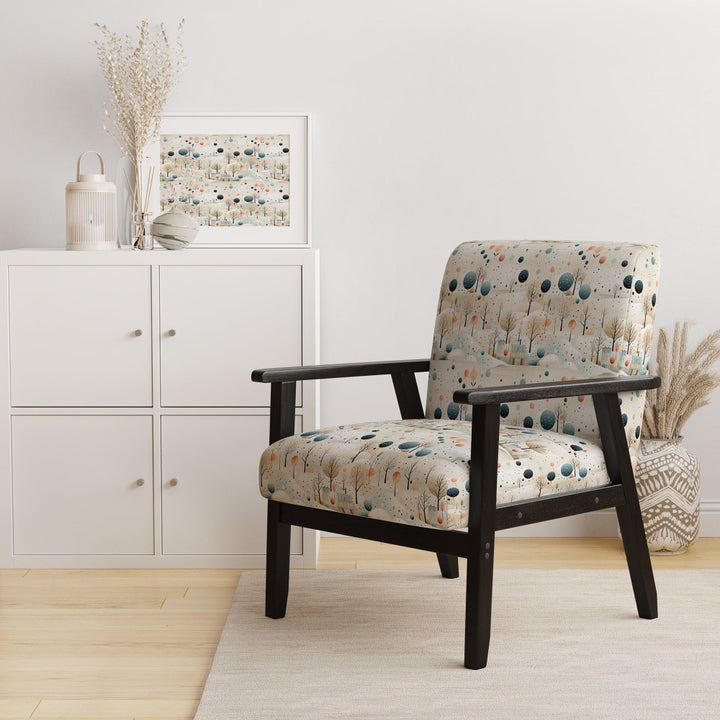 Grey And Blue Poka Dot Retro Landscape - Modern Accent Slipper Chair