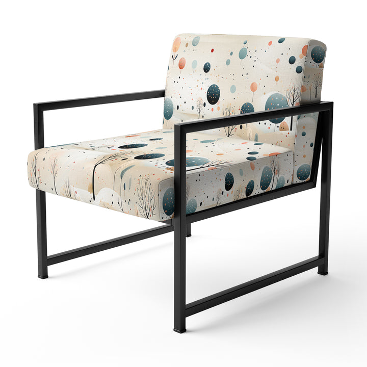 Grey And Blue Poka Dot Retro Landscape - Modern Accent Slipper Chair