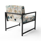 Grey And Blue Poka Dot Retro Landscape - Modern Accent Slipper Chair