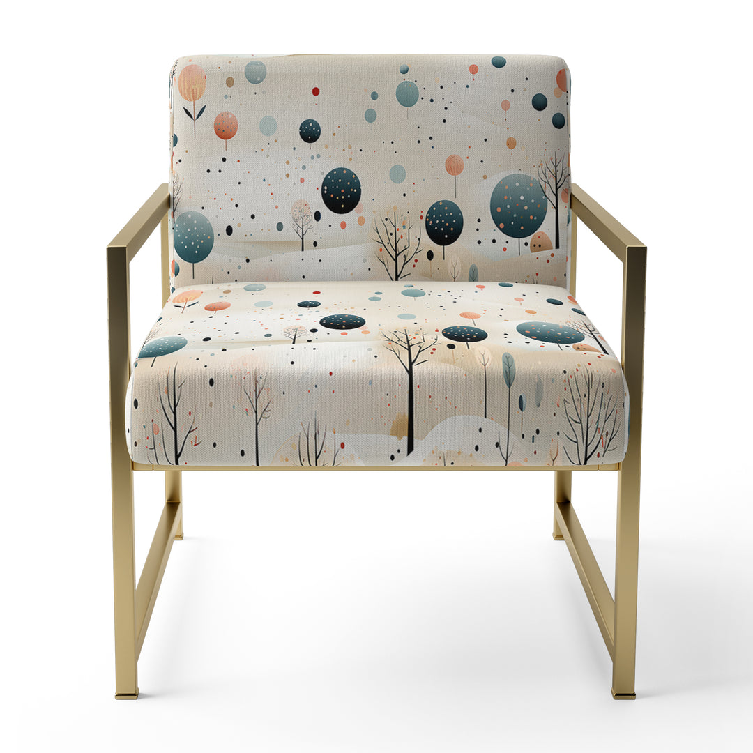 Grey And Blue Poka Dot Retro Landscape - Modern Accent Slipper Chair