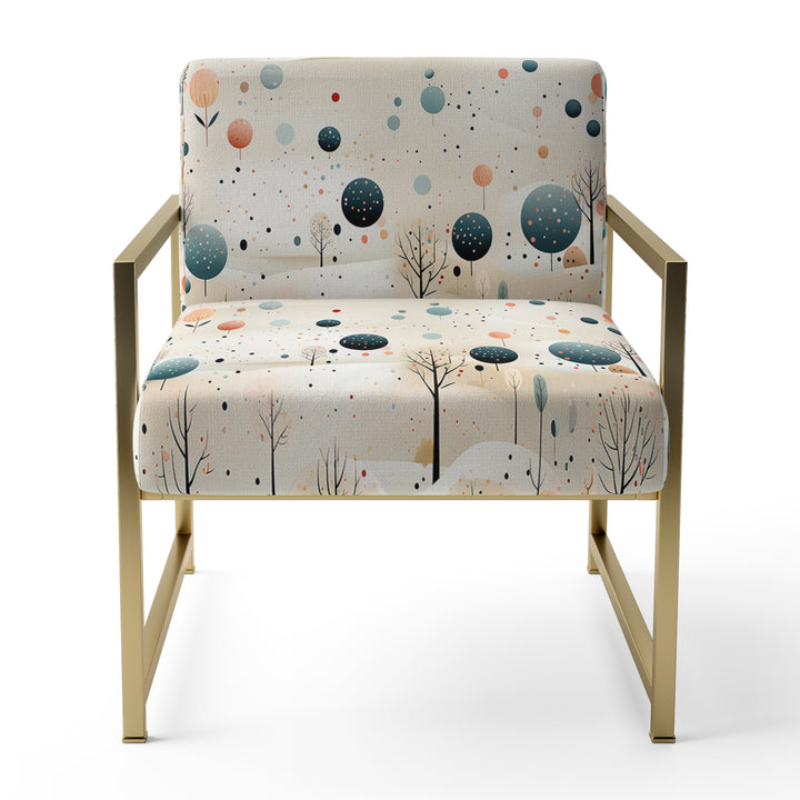 Grey And Blue Poka Dot Retro Landscape - Modern Accent Slipper Chair