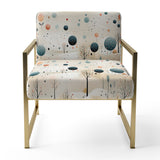 Grey And Blue Poka Dot Retro Landscape - Modern Accent Slipper Chair