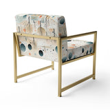 Grey And Blue Poka Dot Retro Landscape - Modern Accent Slipper Chair